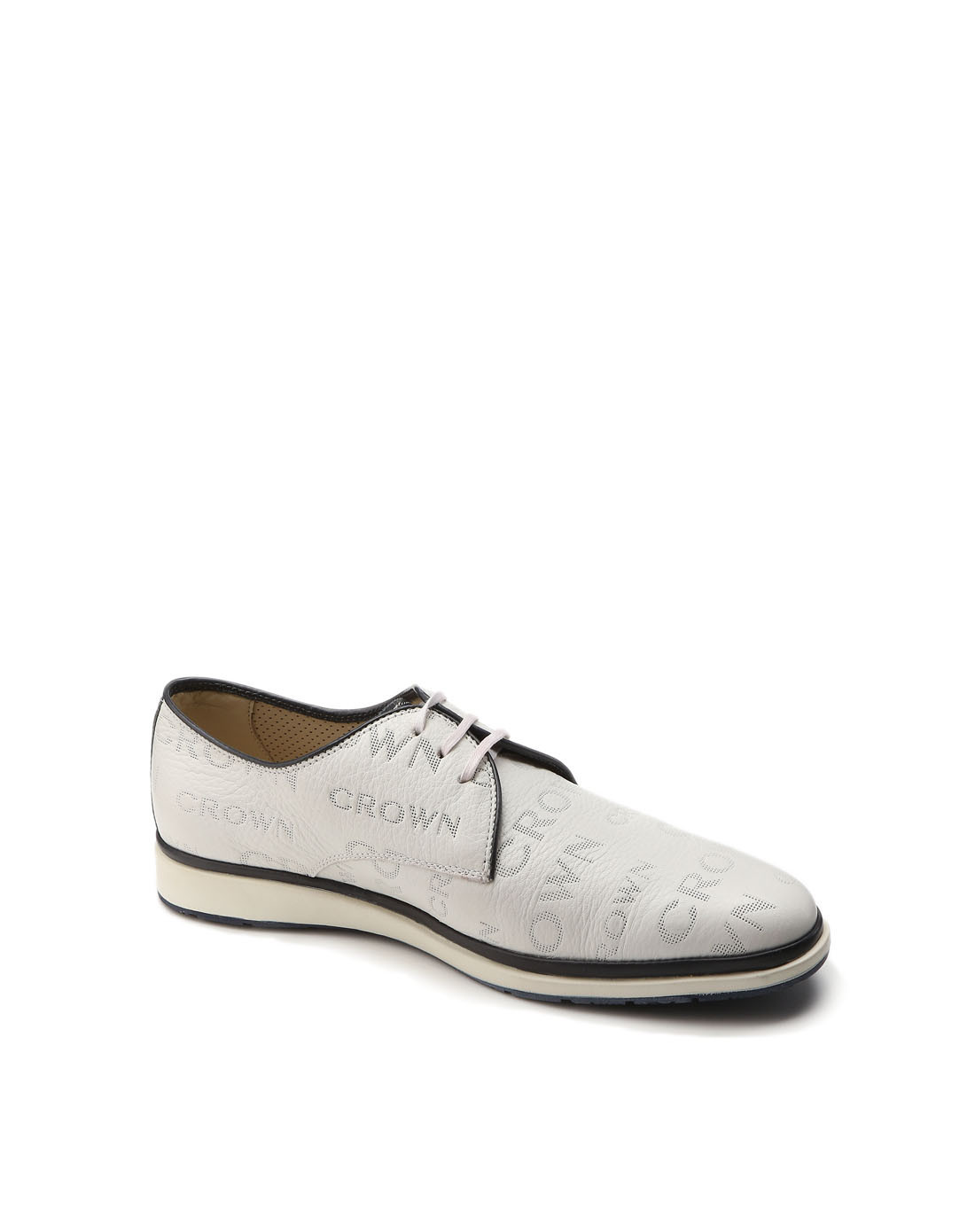 清仓-皇冠crown白色牛皮/腊摔小牛皮时尚休闲单鞋31190012_唯品会