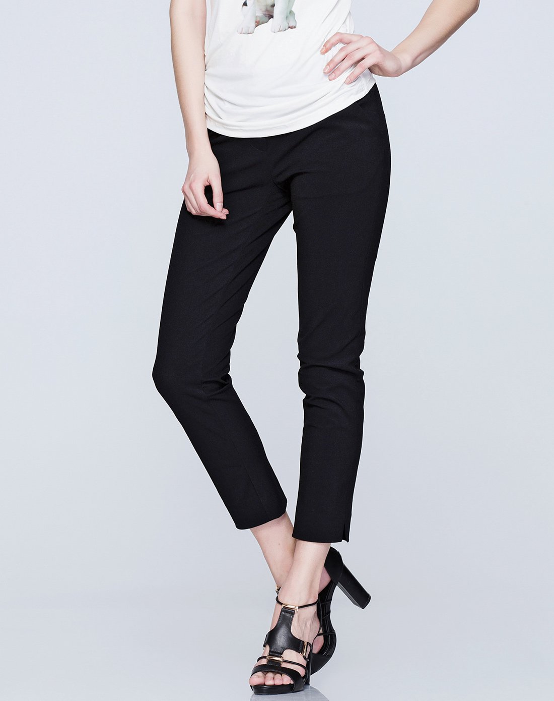 瘦腿女式休闲裤黑色
