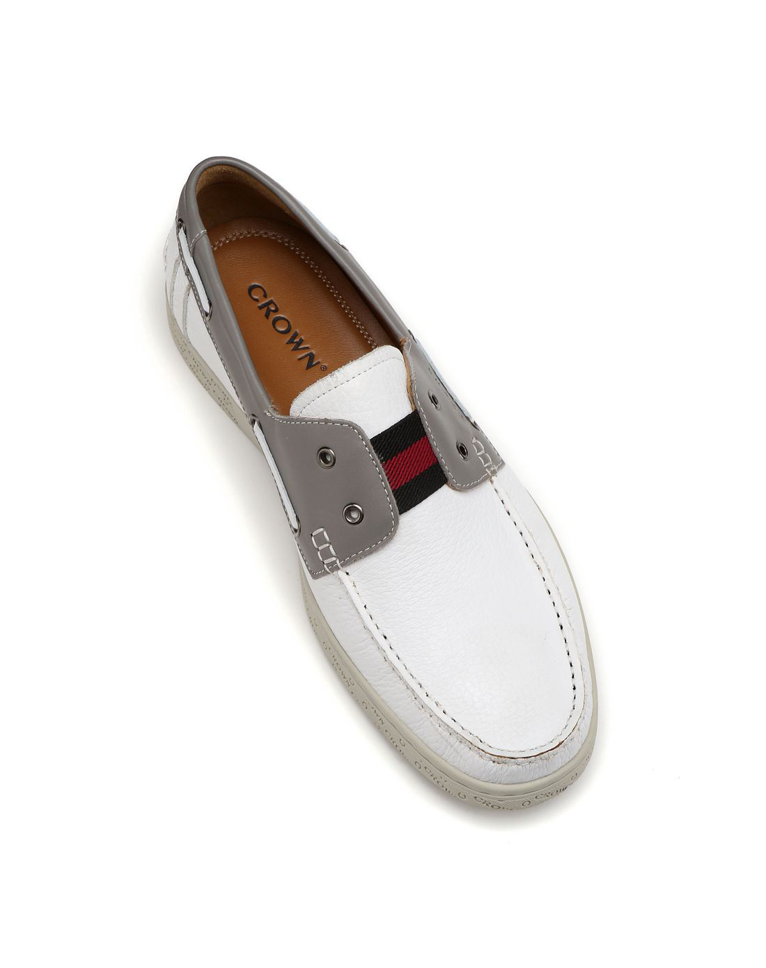 清仓-皇冠crown白色摔纹牛皮时尚休闲单鞋31110149_唯品会