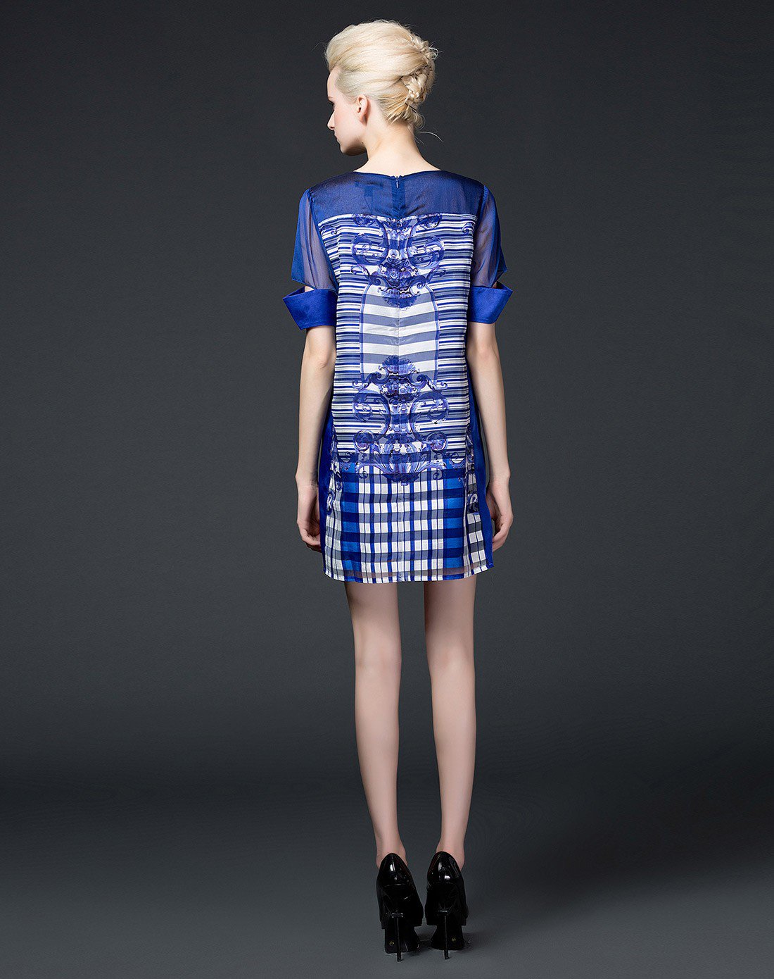 h型梭织连衣裙蓝色