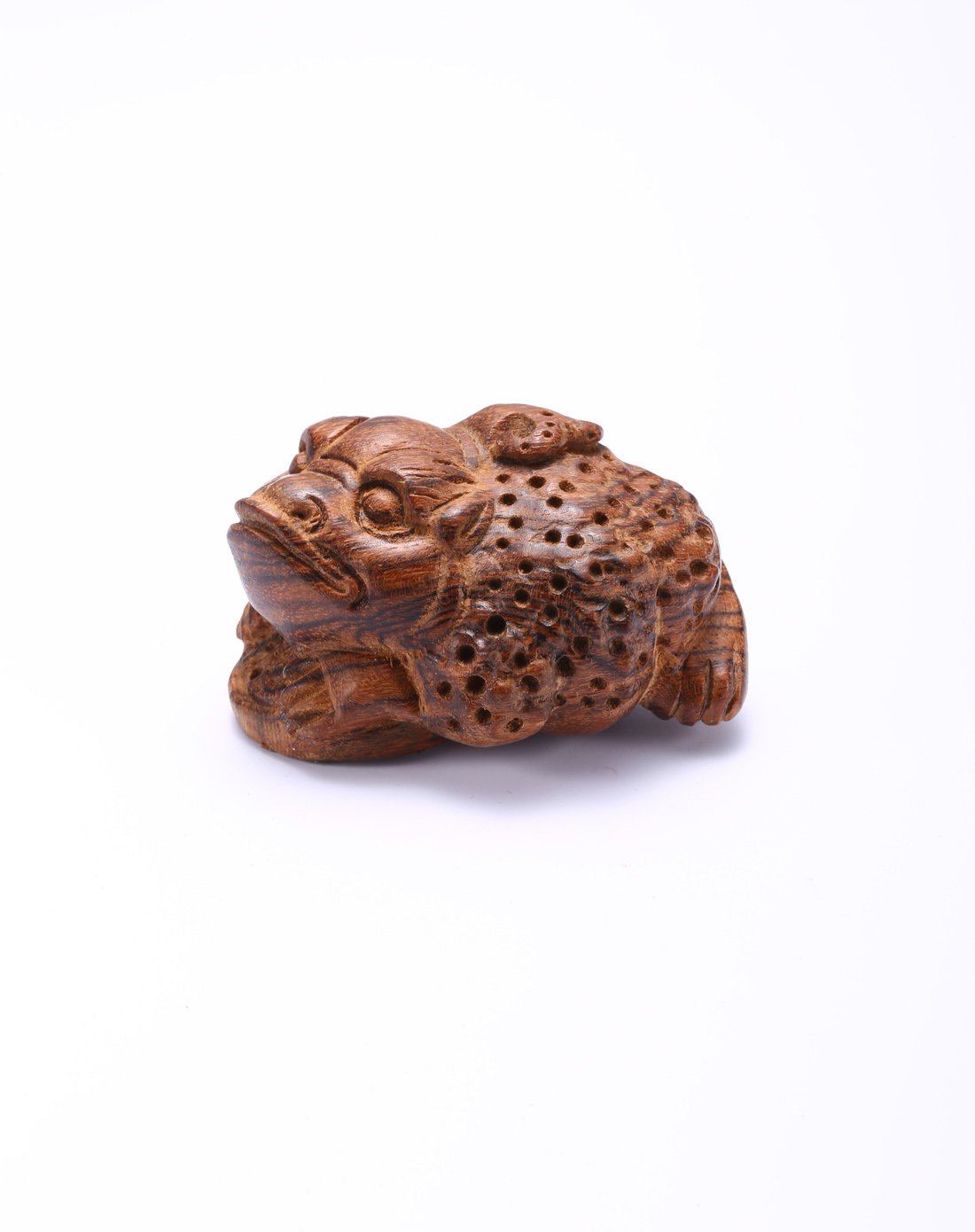 太阳之爱 招财进宝花奇楠摆件褐色