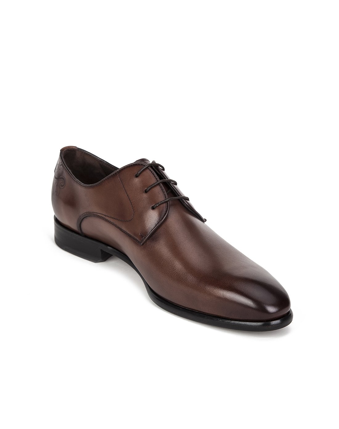 金属后跟装饰 棕色正装商务系带皮鞋