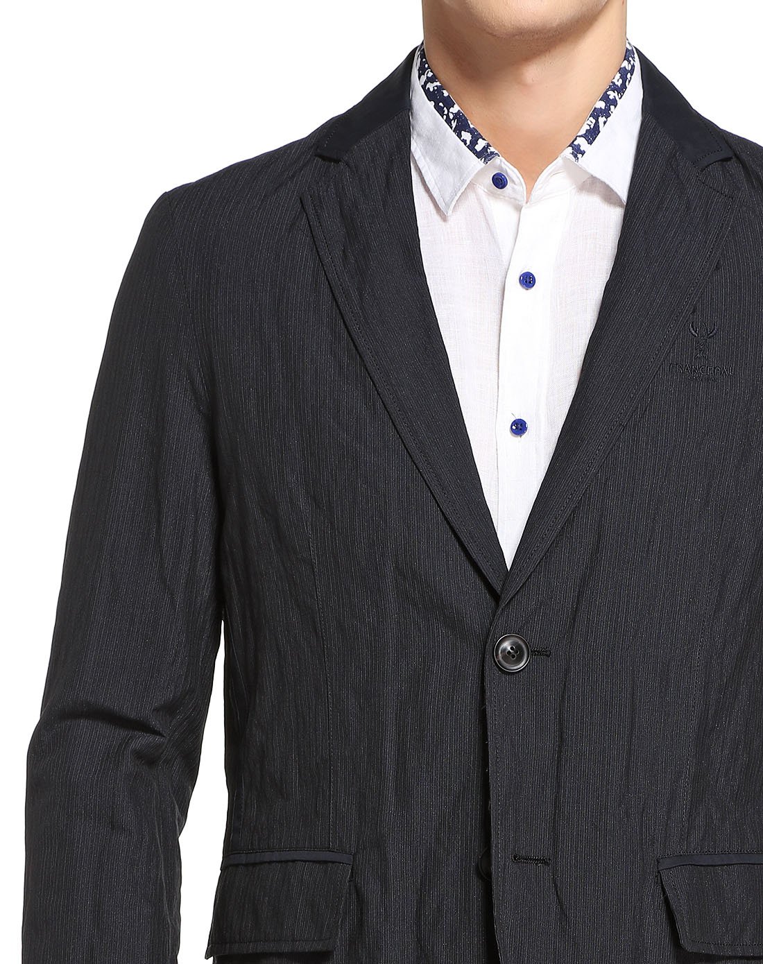 藏黑简约休闲西服外套蔵黑色