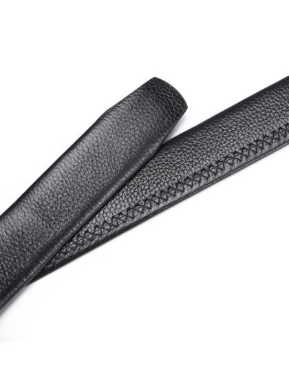 mtmit男款头层牛皮光面腰带时尚简约休闲自动扣皮带黑色