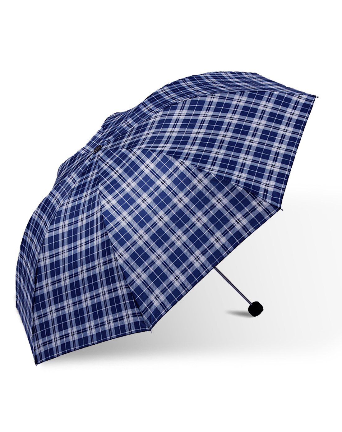 简约格纹男士商务三折晴雨伞(3776ejc格子伞)兰色