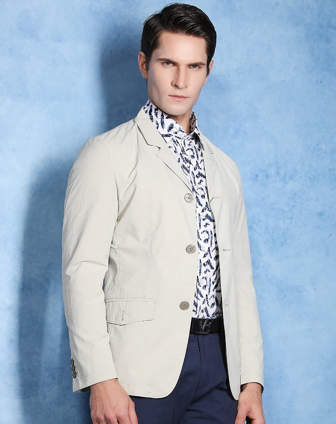 delure&铁狮丹顿testantin男装柔软舒适干练竖纹翻领风衣8881182011