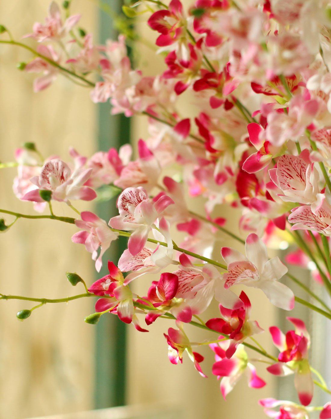 鱼西美屋 浪漫优雅石斛兰大型仿真花套装 浮雕陶瓷花瓶客厅插花艺假花