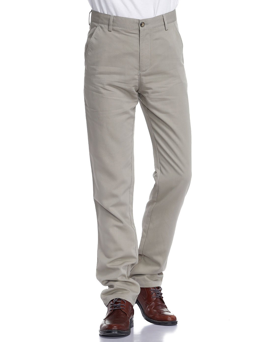 灰卡其色斯文简约休闲长裤