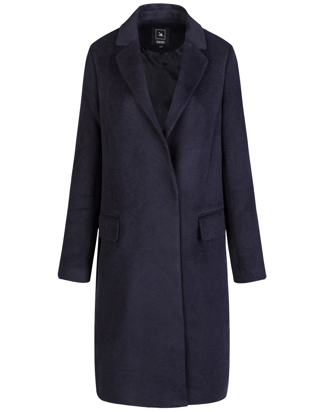 中长款毛呢大衣藏青