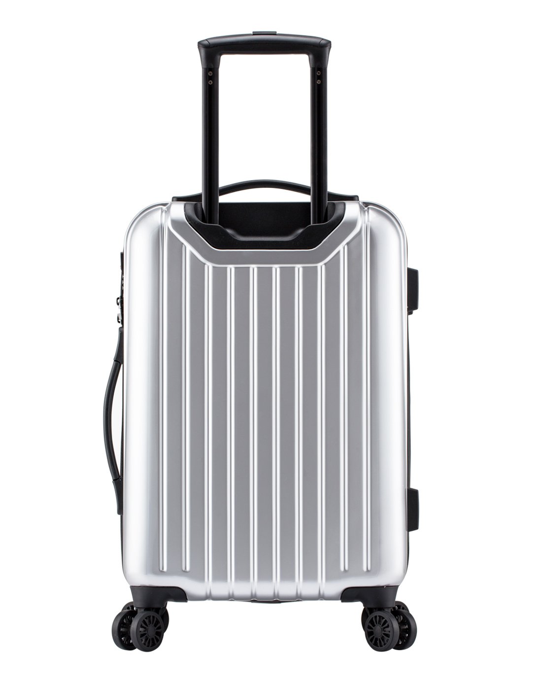 条纹拉杆箱镜面男女通用20寸银白色