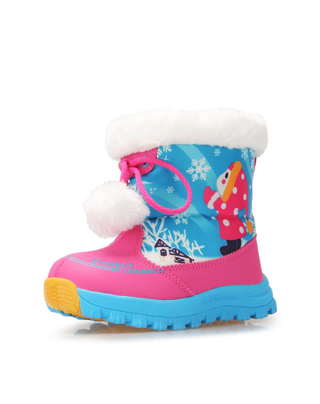 小骆驼camkids时尚童鞋专场小骆驼camkids 女宝宝黑/鲜桃红棉靴桃红