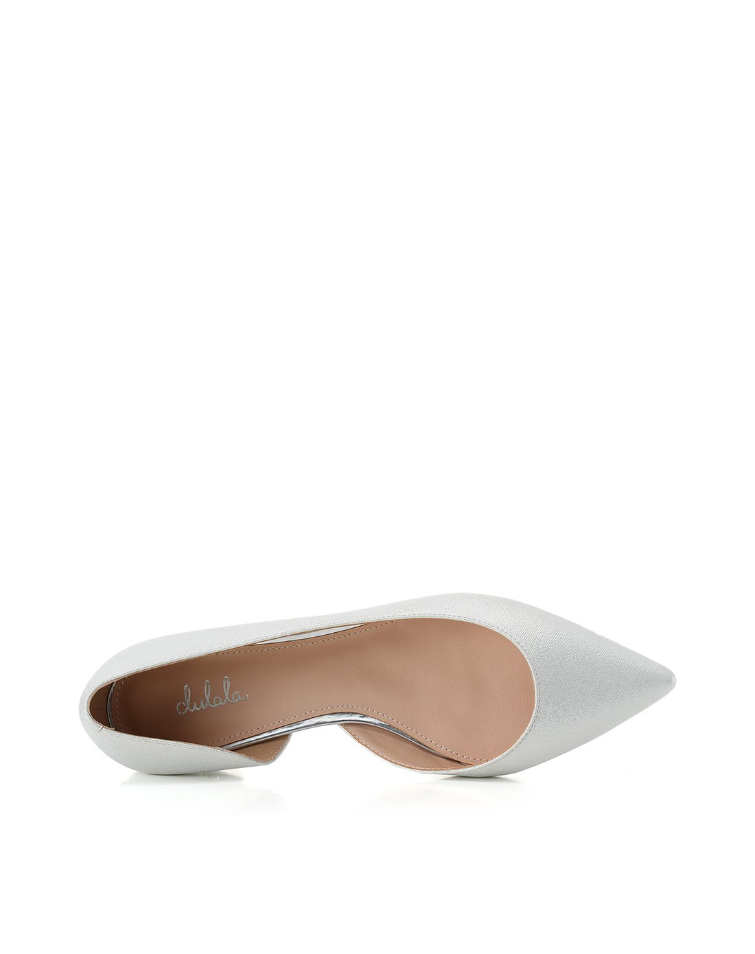 杜拉拉系列尖头漆皮侧空套脚女式单鞋银色