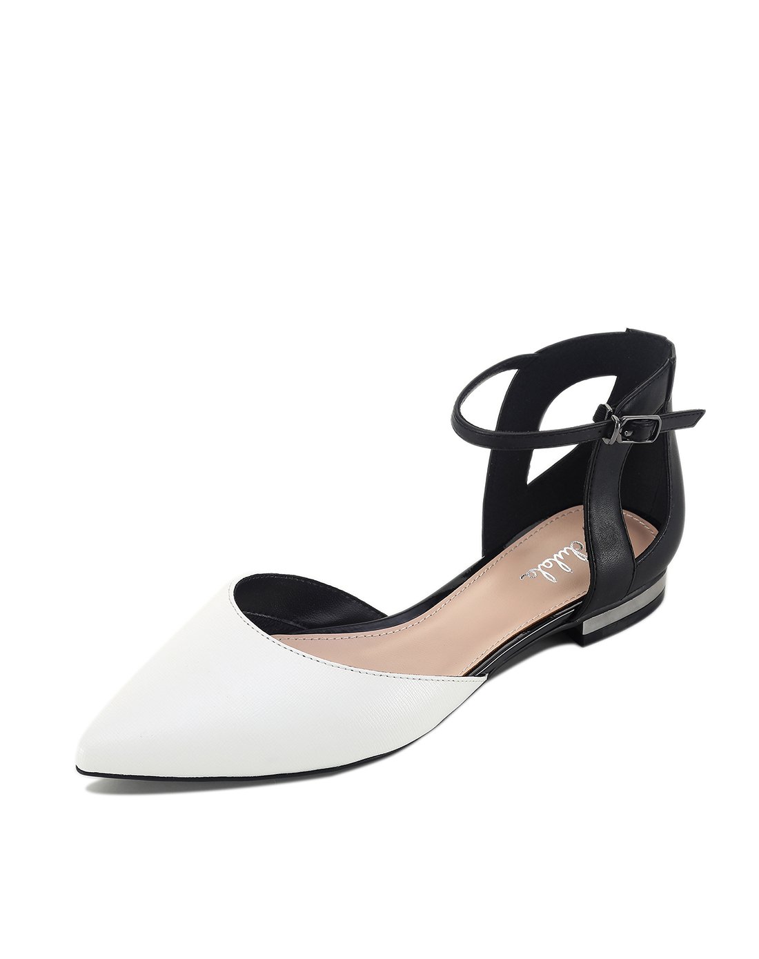 杜拉拉系列休闲一字扣带侧空女式单鞋金色