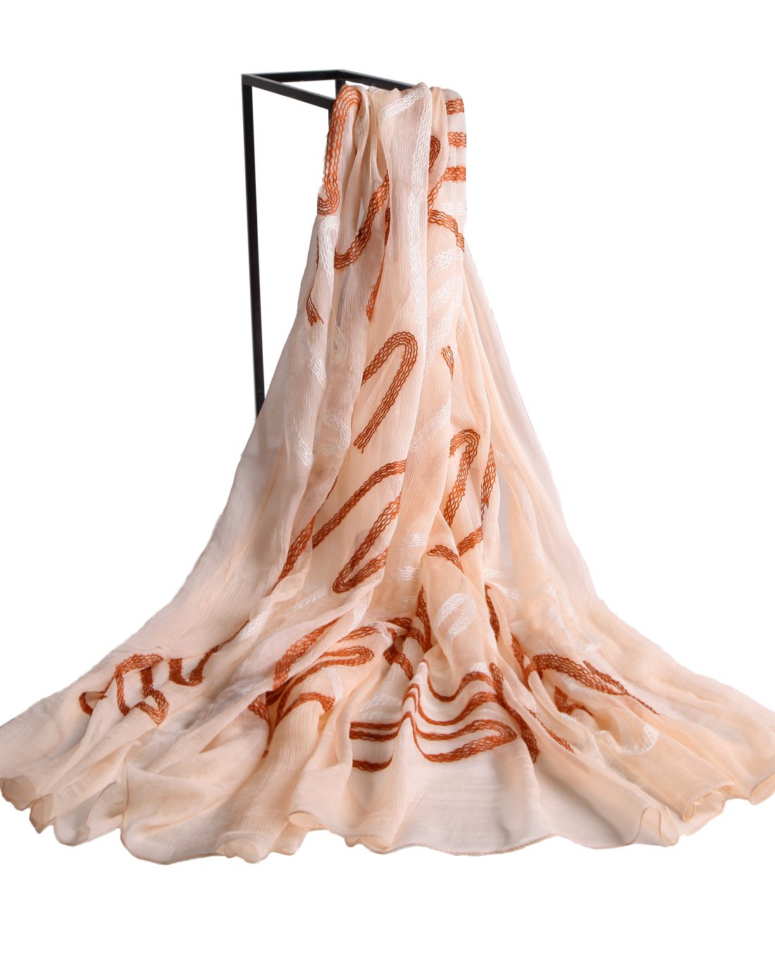 双色刺绣百搭乔其真丝丝巾