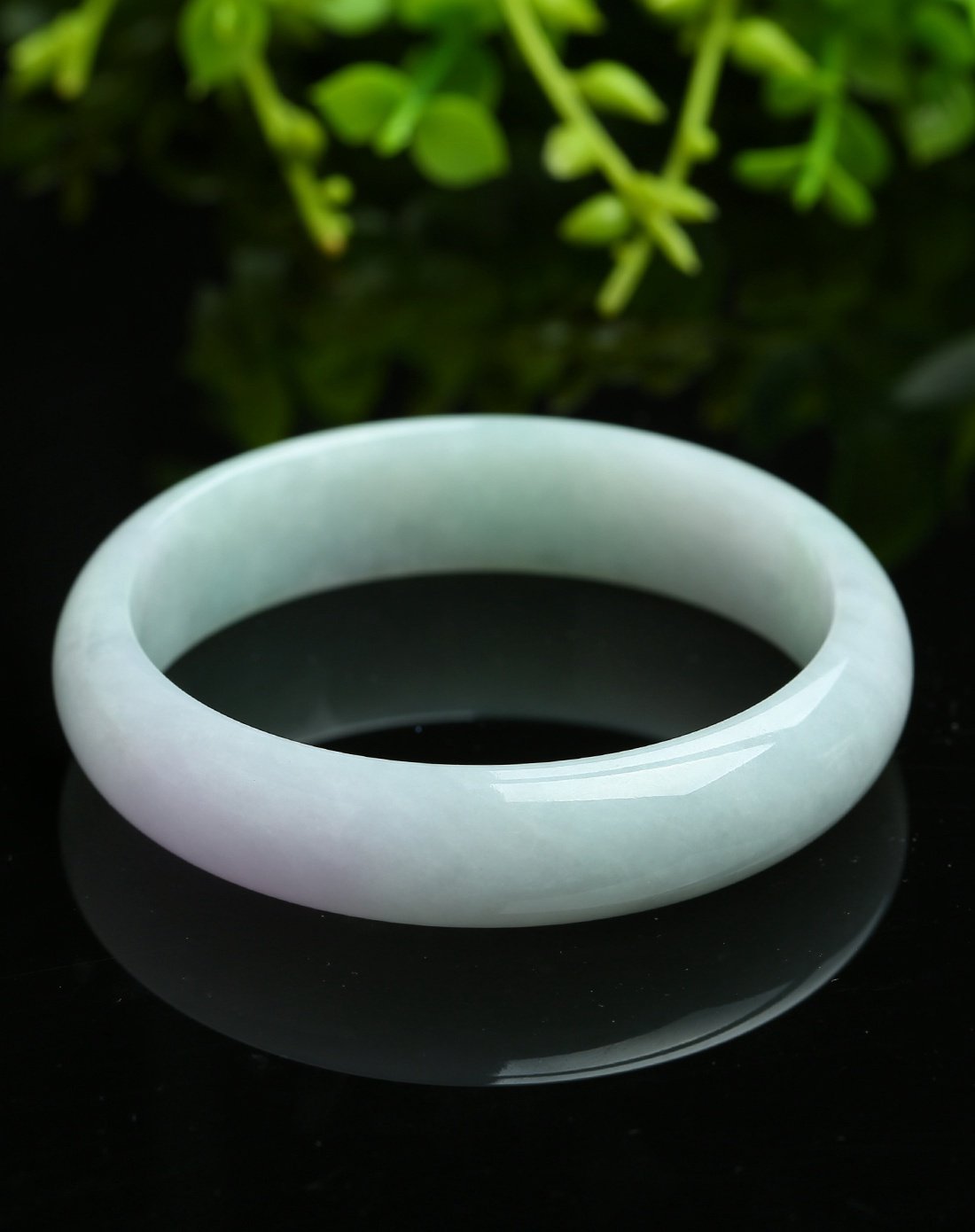 一品翠 天然翡翠a货水润细腻淡绿春带彩福镯浅绿,浅紫色