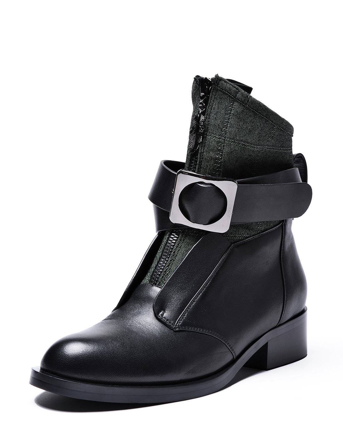 牛皮/弹力布时尚短靴