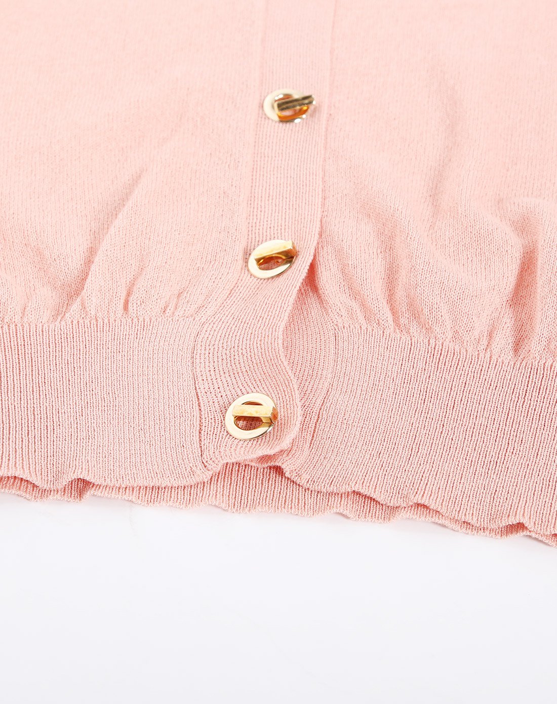 个性扣口纯色针织衫樱花粉