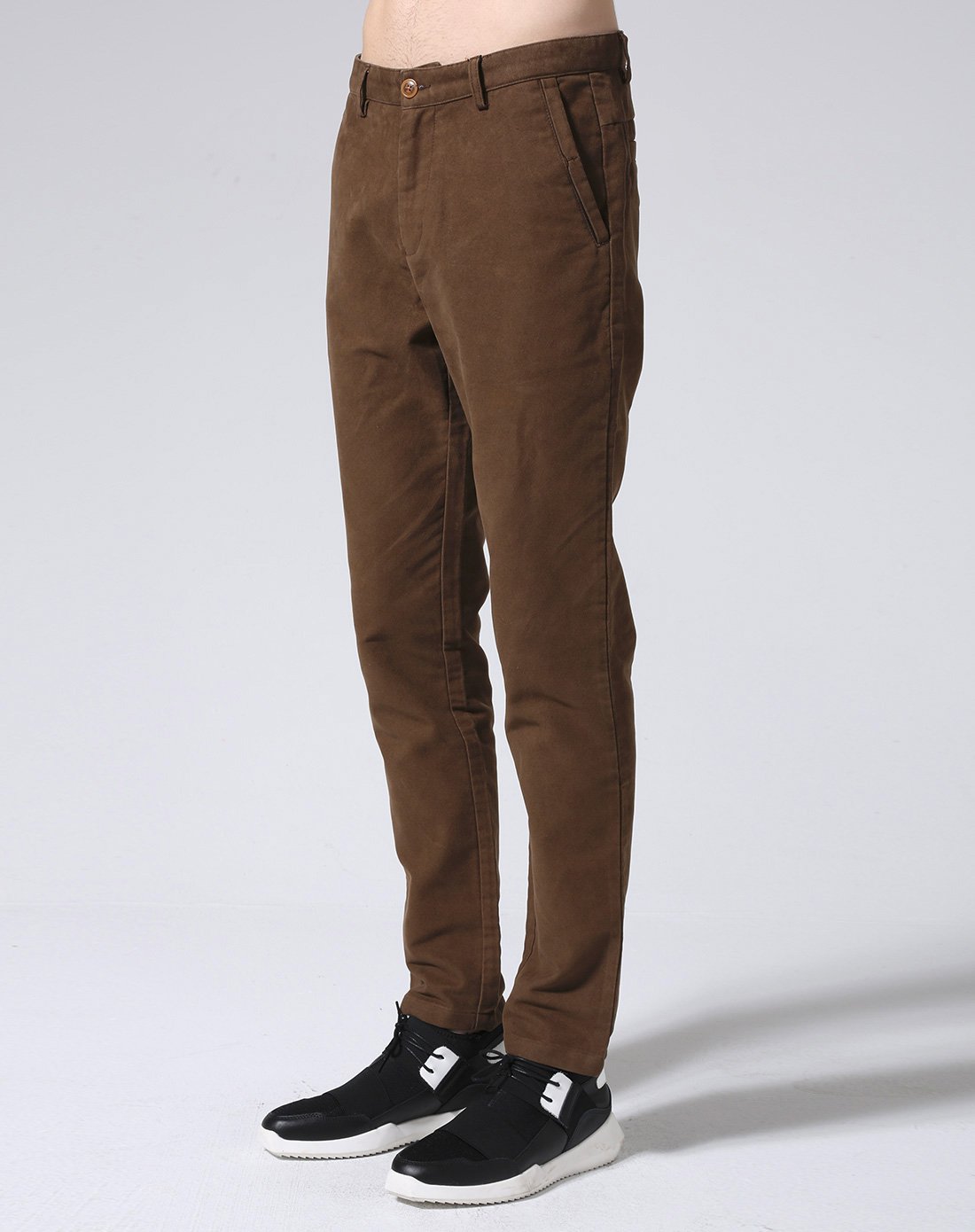 男装磨毛斜商务裤深卡其