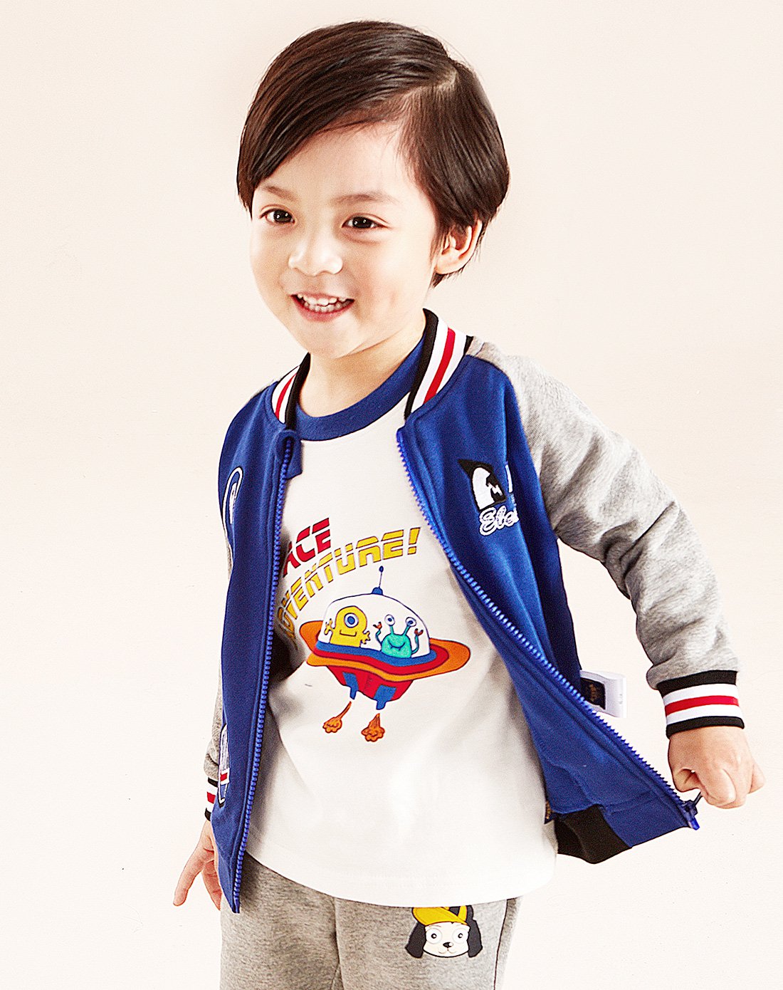 男童休闲开衫外套宝石蓝