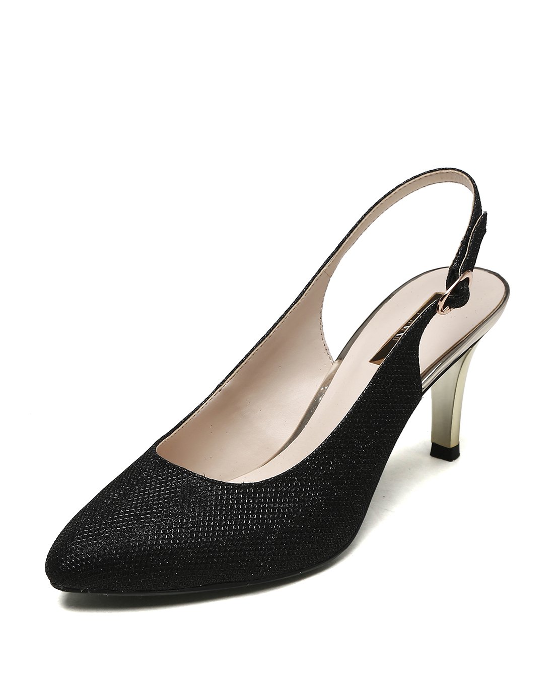 性感后空套脚女士单鞋金色