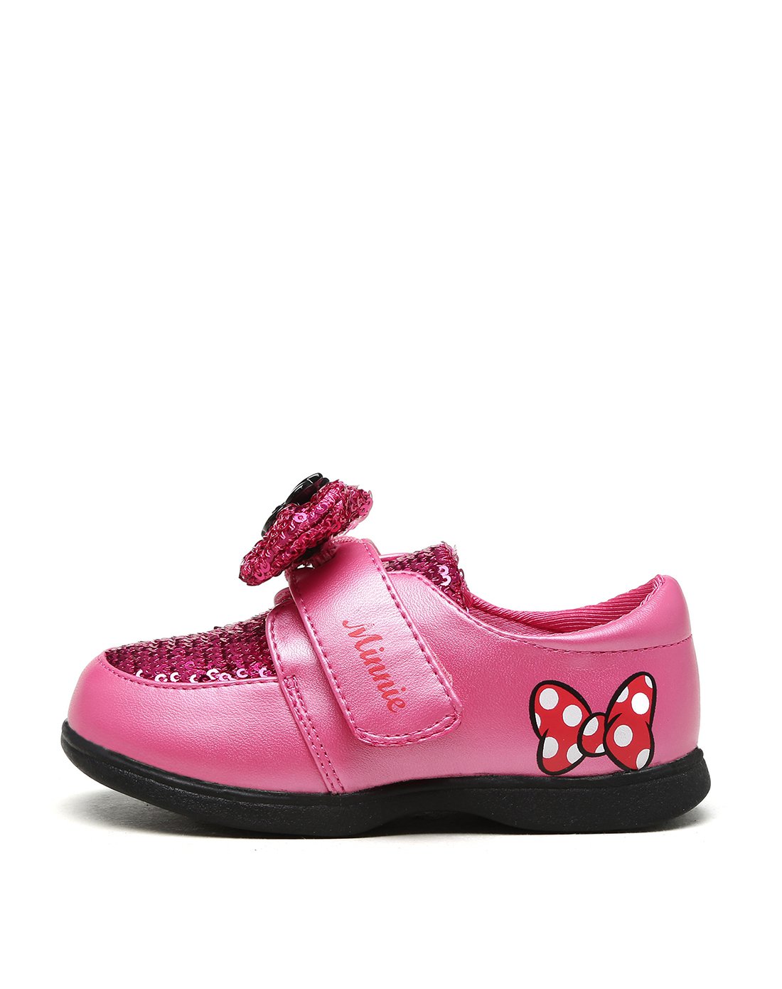 迪士尼系列米妮蝴蝶结女式童鞋桃红