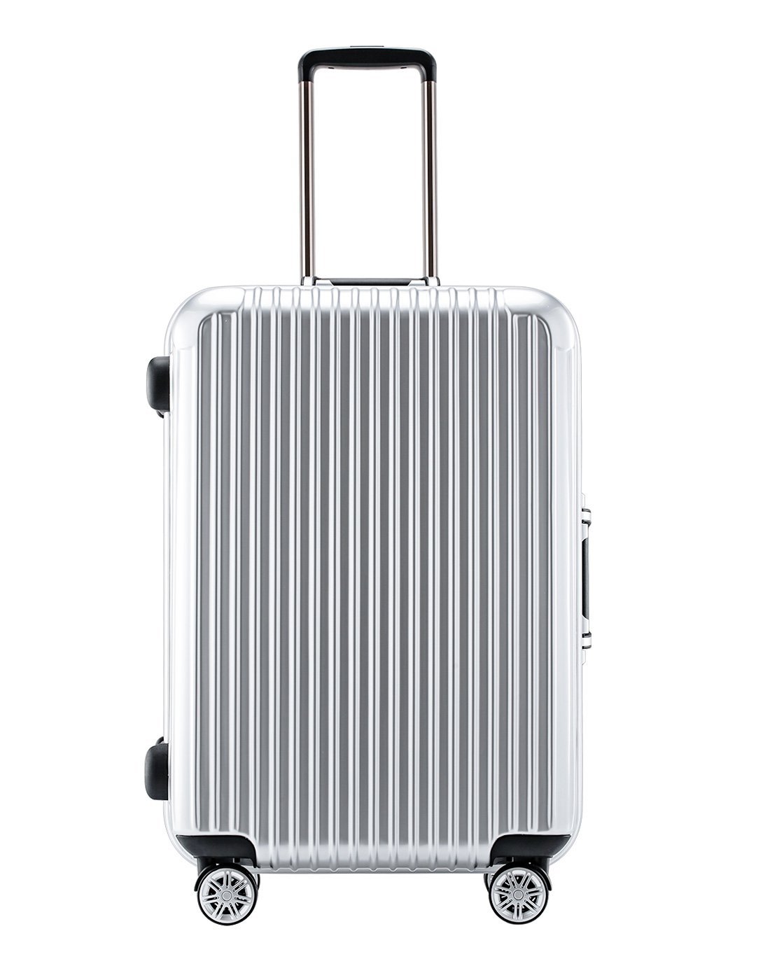 商务时尚铝框搭扣拉杆箱20寸银白色