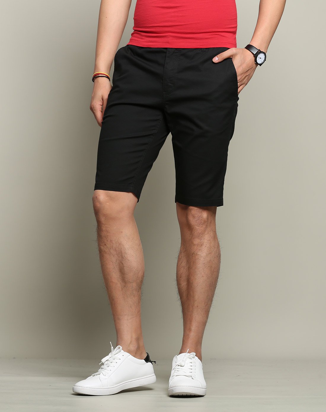 男装弹性休闲及膝裤