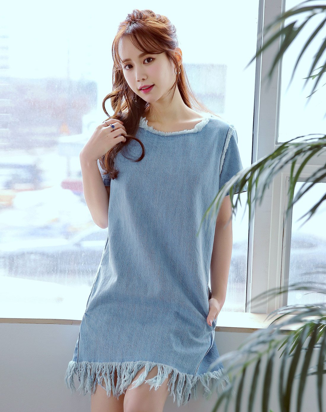 韩都衣舍hstyle蓝色短袖连衣裙lu61900003_唯品会
