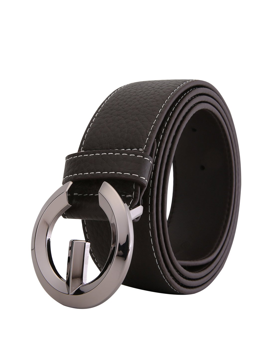 头层牛皮潮流圆头板扣男皮带