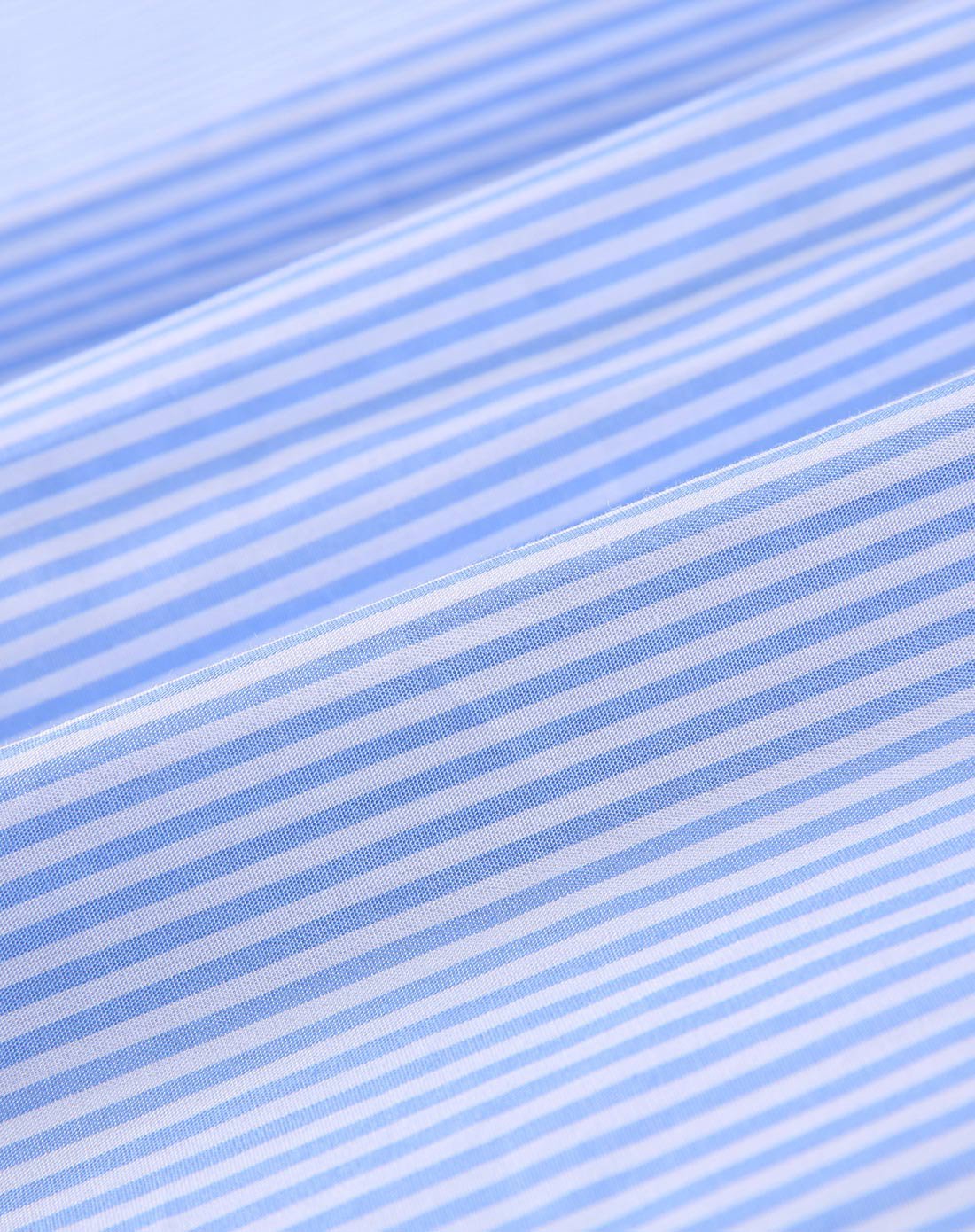 撞色喇叭袖竖条纹衬衫蓝色