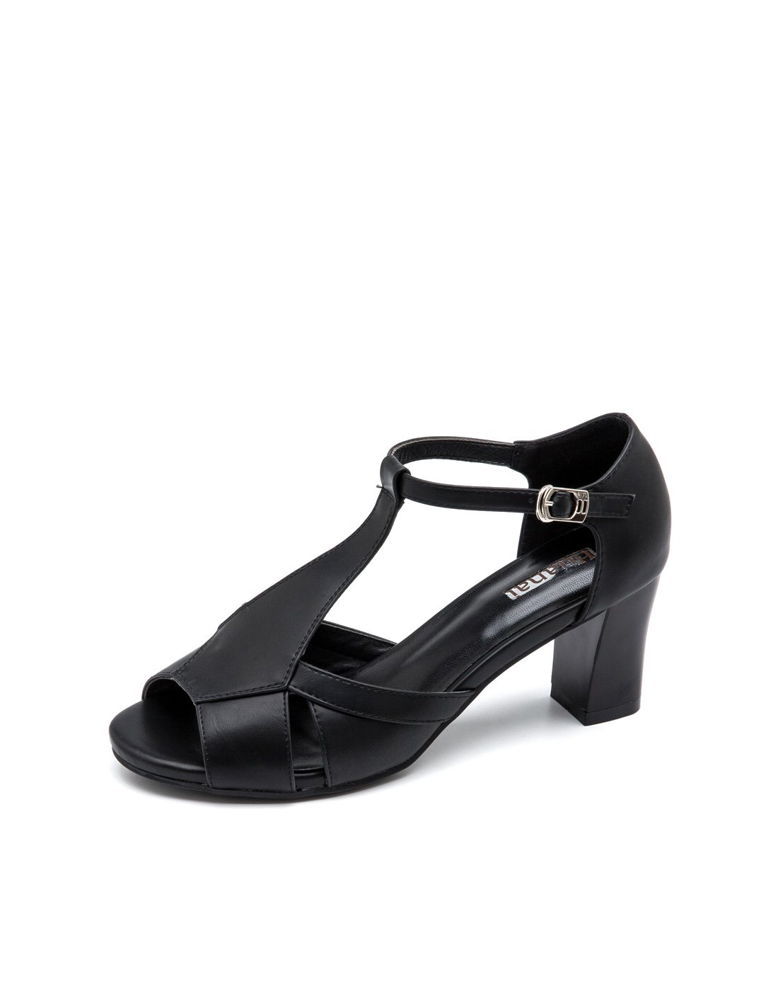 华耐女鞋夏季鱼嘴时尚时尚尖圆头粗跟透气女凉鞋白色