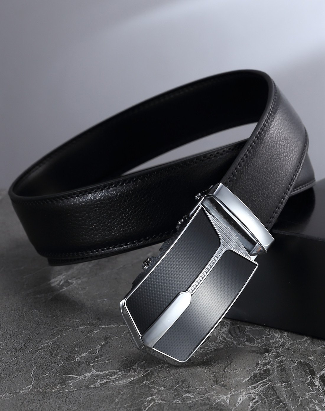 mt·mit皮具小配件专场男士牛皮时尚休闲自动扣皮带黑色mt17ab511302