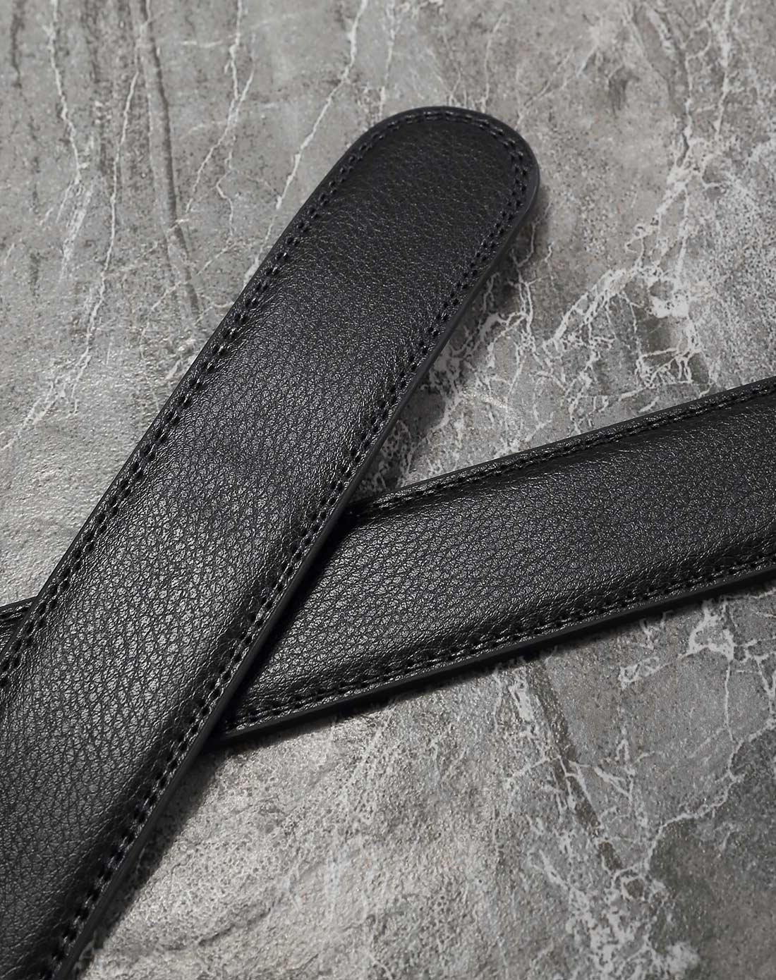 mt·mit皮具小配件专场男士牛皮时尚休闲自动扣皮带黑色mt17ab511302