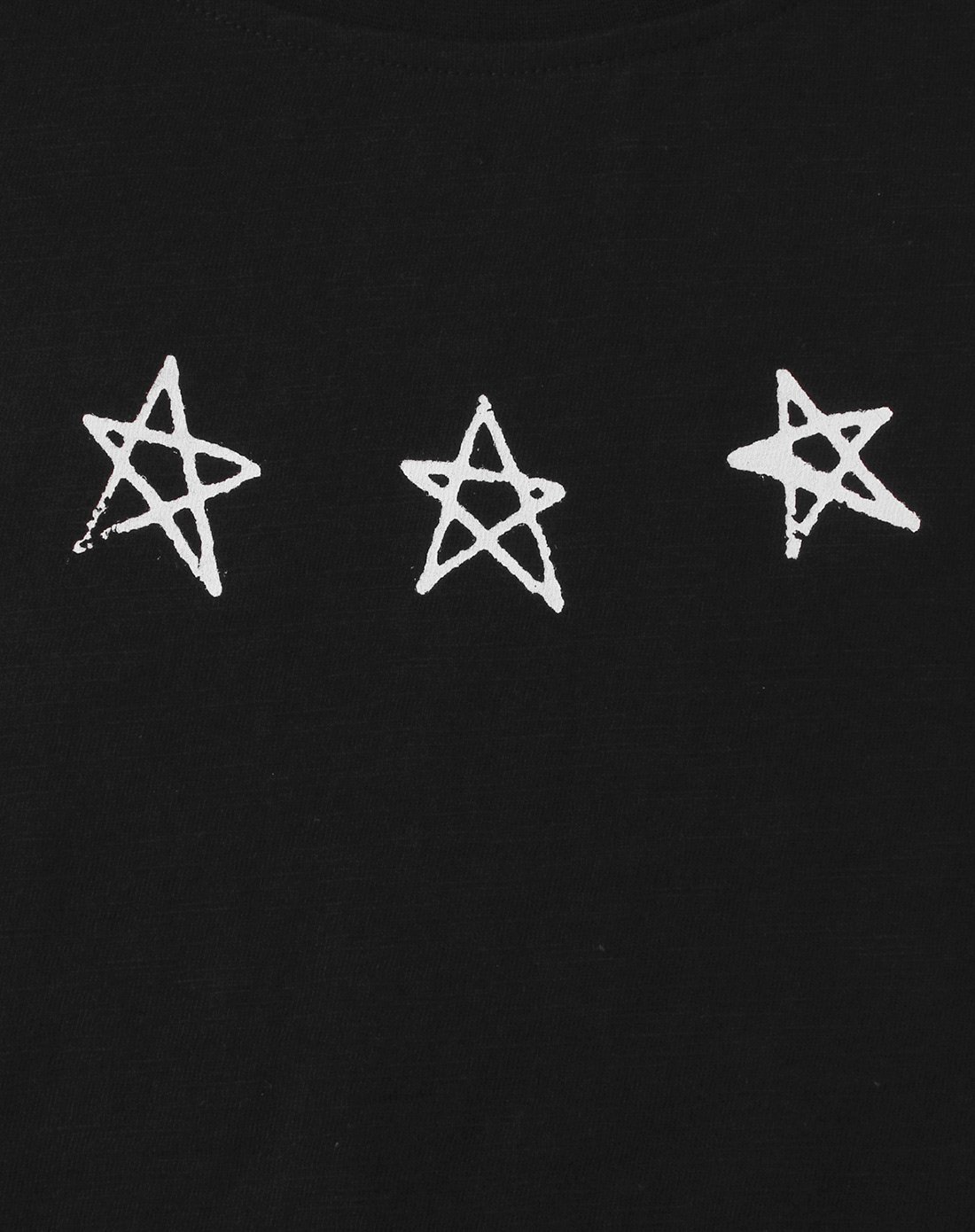 黑色宽松星星印花圆领五分袖t恤