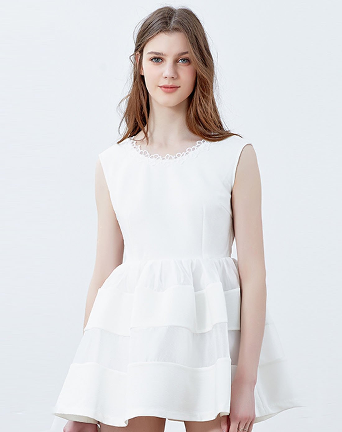 one more女装专场 one more文墨后背拼花边连衣裙