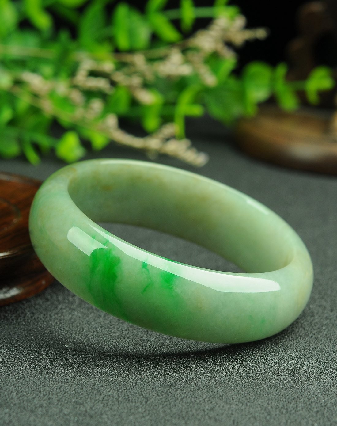 一品翠 天然翡翠a货冰糯种阳绿收藏款福镯淡绿