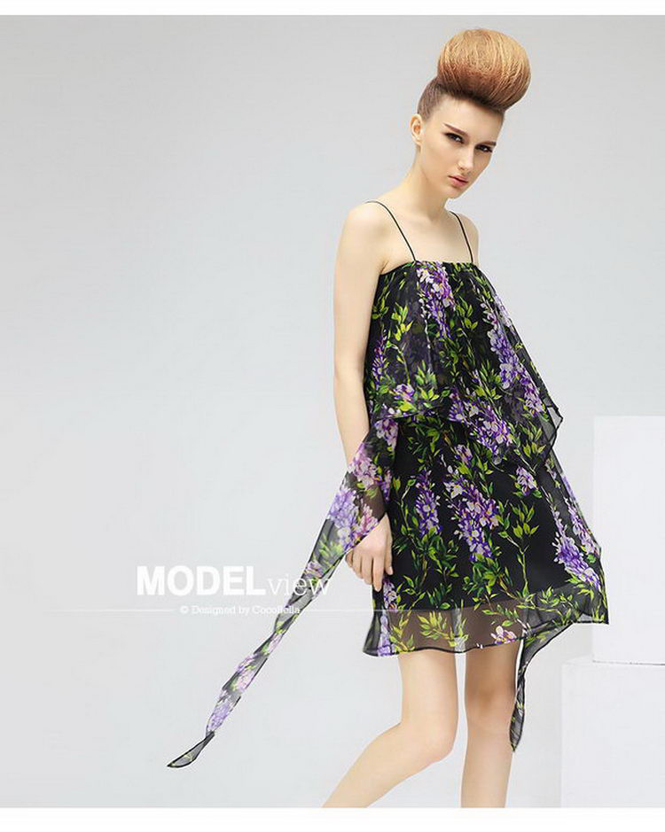 不规则裙摆抹胸连衣裙