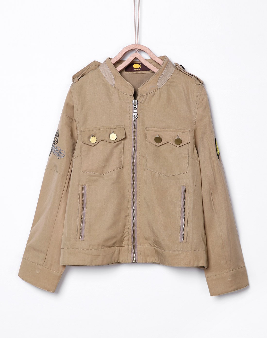 中性儿童城市时尚军装夹克外套卡其色