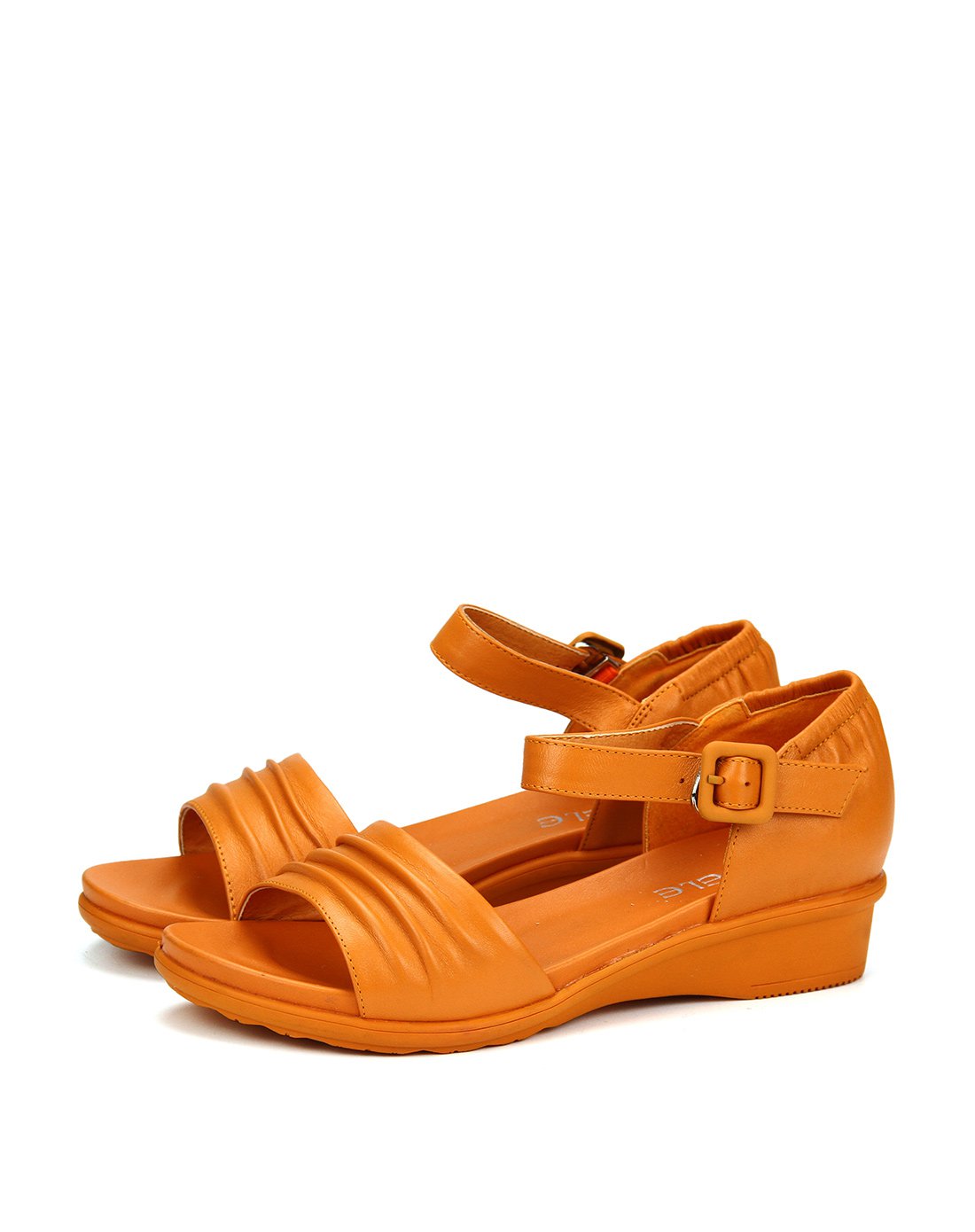 橘黄色牛皮简约舒适凉鞋橙色