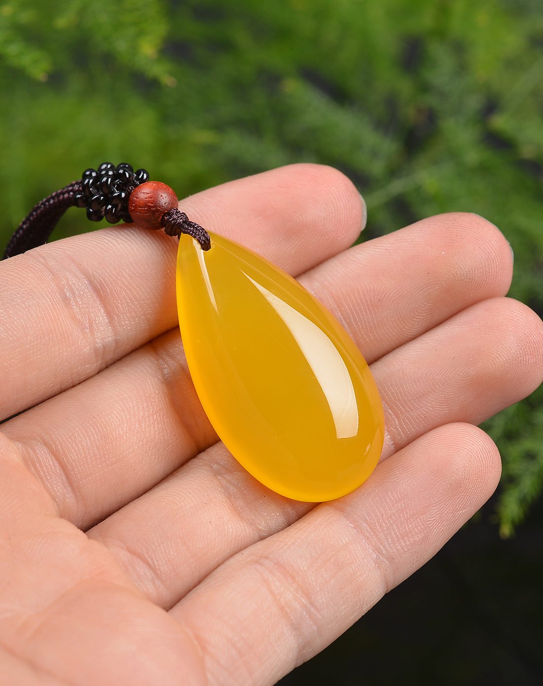 荔尚 天然水滴形黄玉髓吊坠附证书