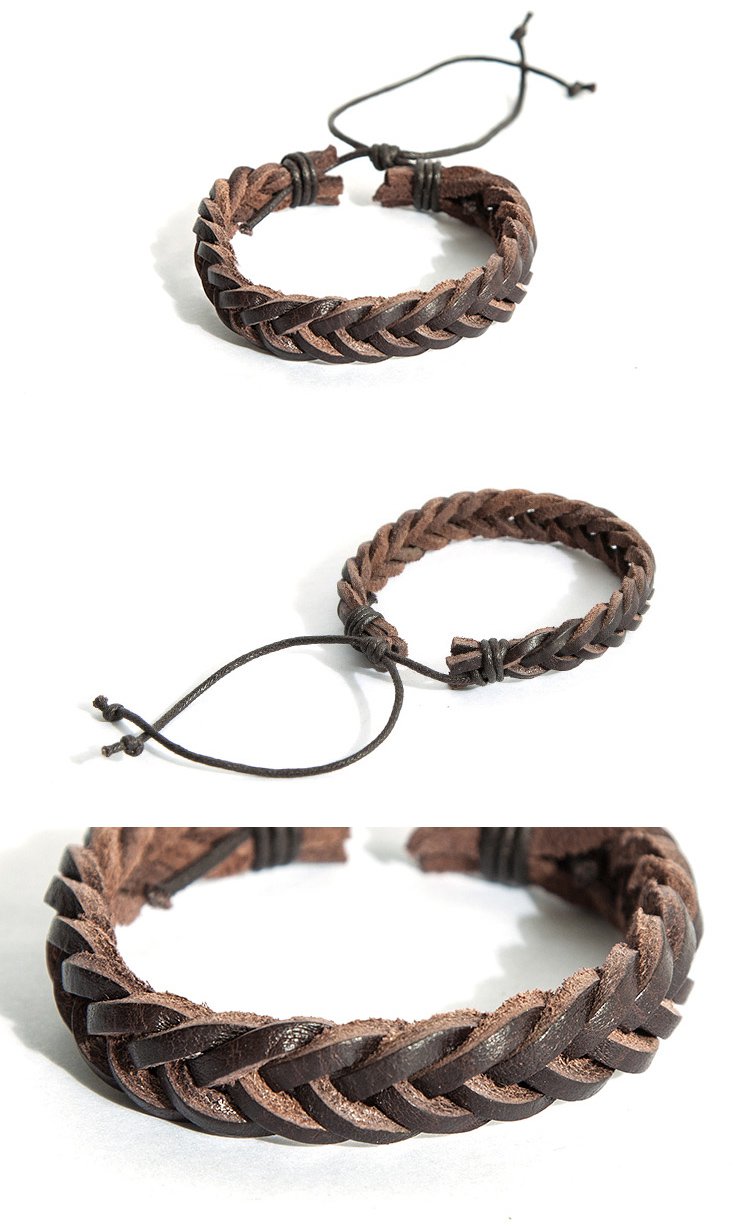 银鳞堂中国风潮牌潮牌手造编织牛皮手绳潮流男