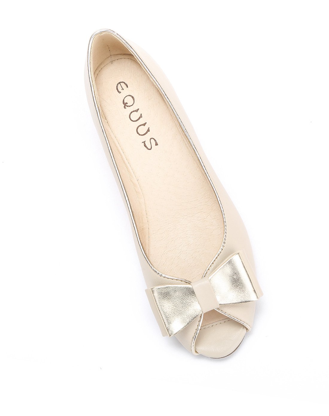 首次登陆-i酷equus女鞋钜惠专场休闲蝴蝶结羊皮低跟鱼嘴鞋米白色ff2ca