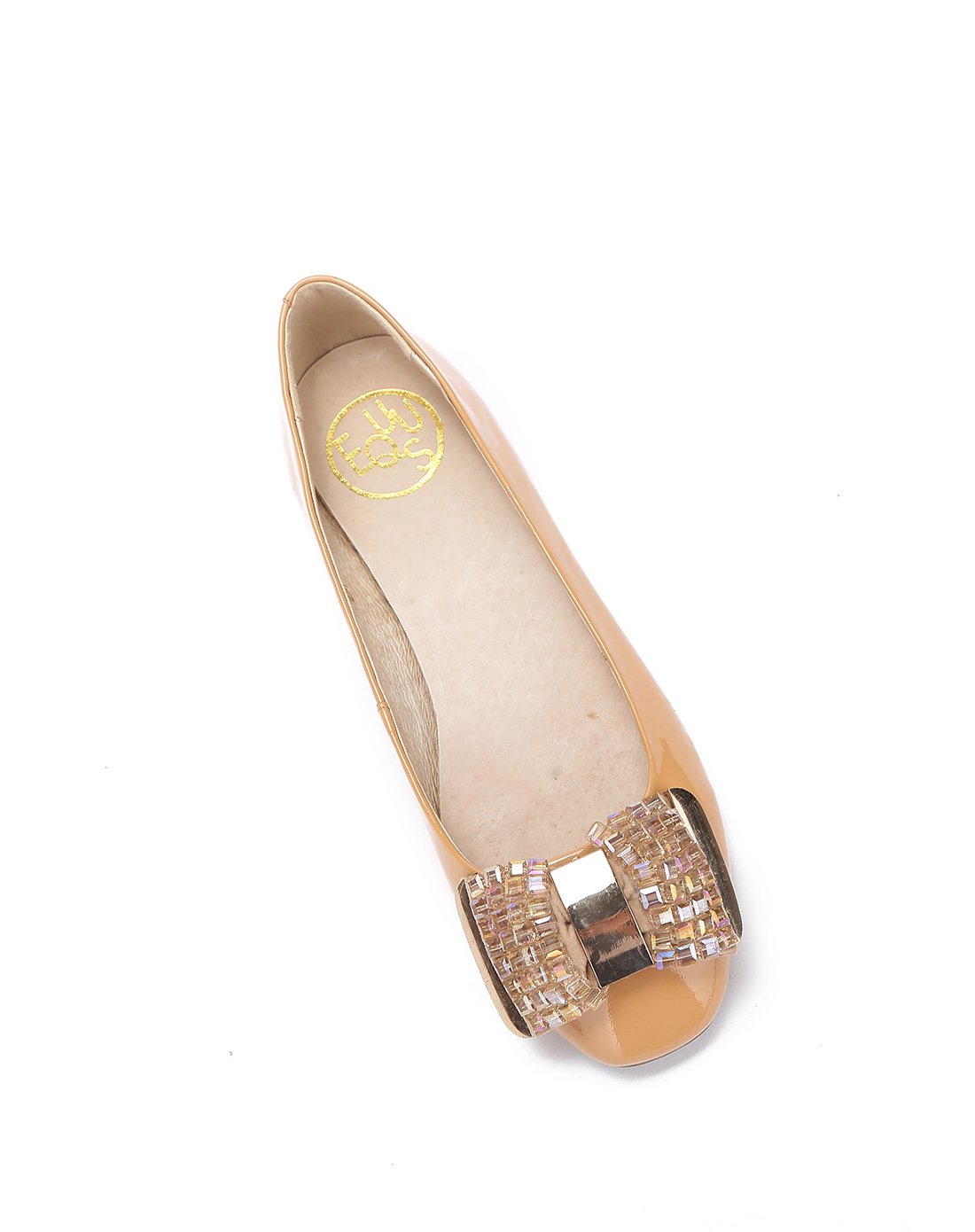 i酷equus牛皮蝴蝶结平底浅口单鞋杏粉色ff2c3172205610_唯品会