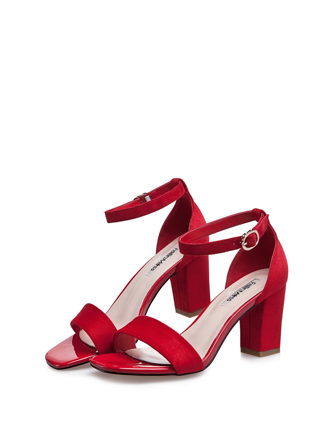 2017夏季新款露趾搭扣高跟鞋红色女式凉鞋