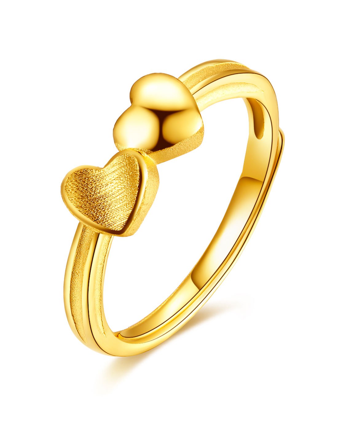 金至尊 足金双爱心戒指(计价)约3.22g