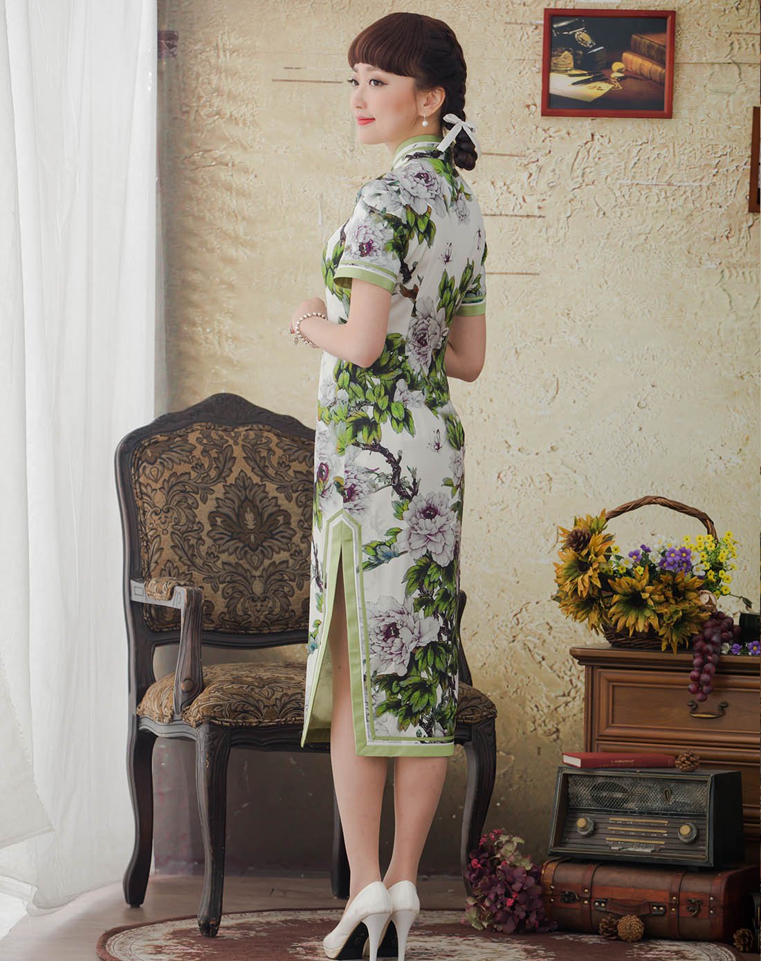 逸红颜e-beauty特卖旗舰店(旧)绿容 中长款旗袍51sp08m2me0_唯品会