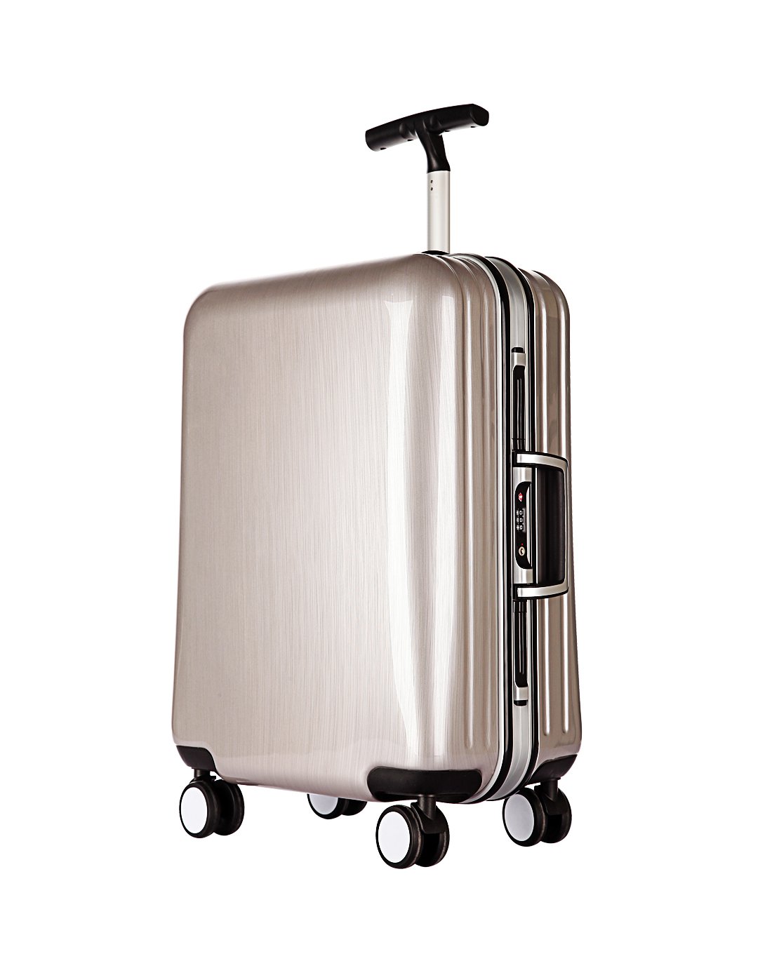 拉丝纹深框商务单拉杆旅行箱25寸太空银