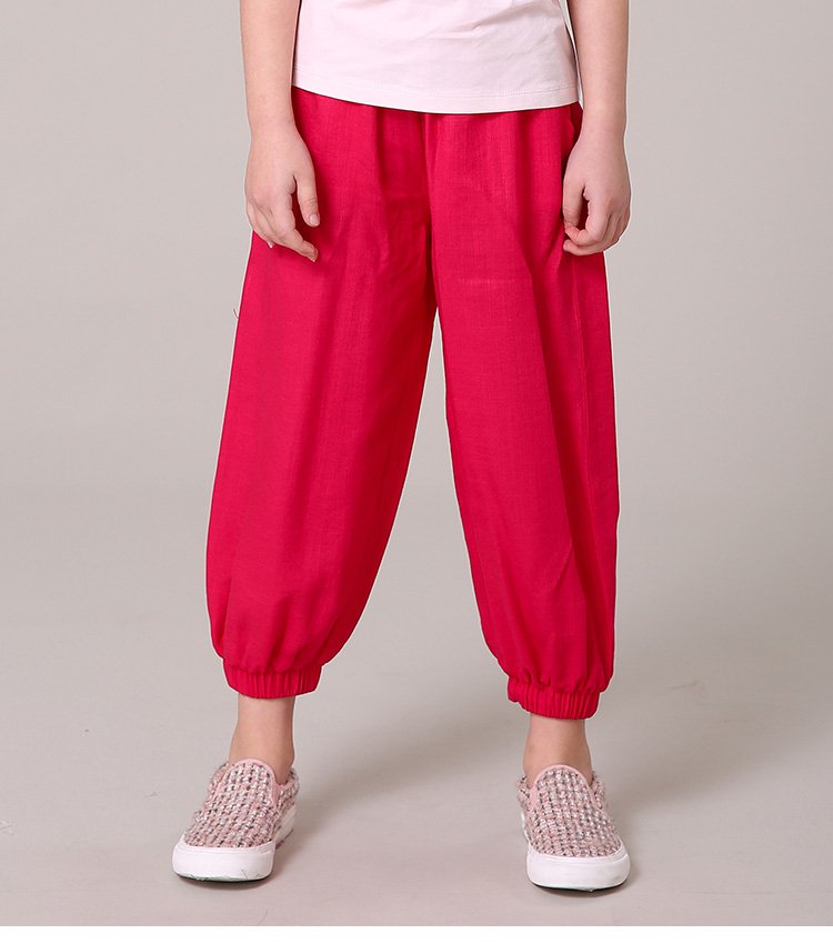 女童舒适百搭糖果色灯笼裤卡其