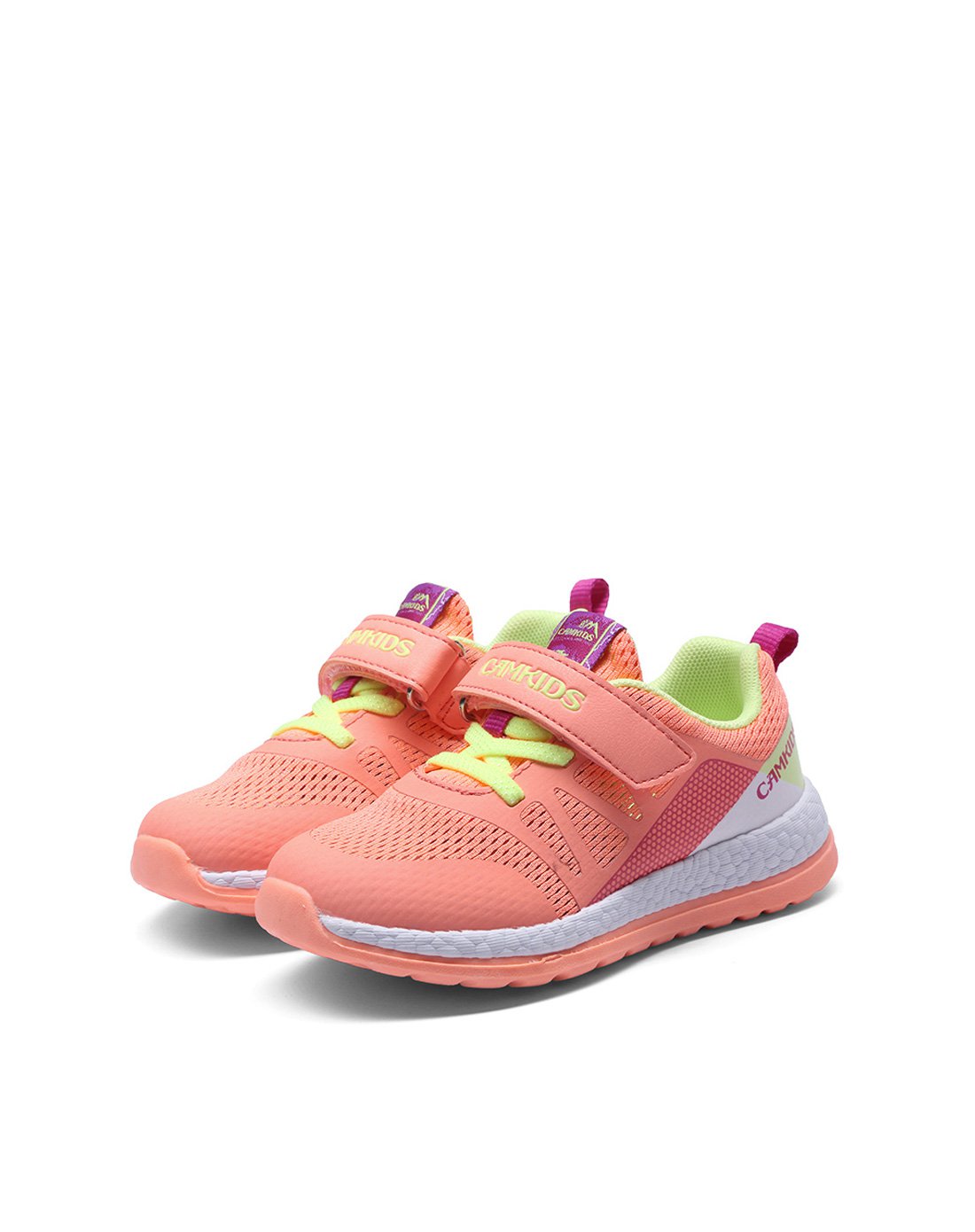 小骆驼camkids时尚童鞋专场小骆驼女小童单网休闲鞋嫣红/柠檬绿