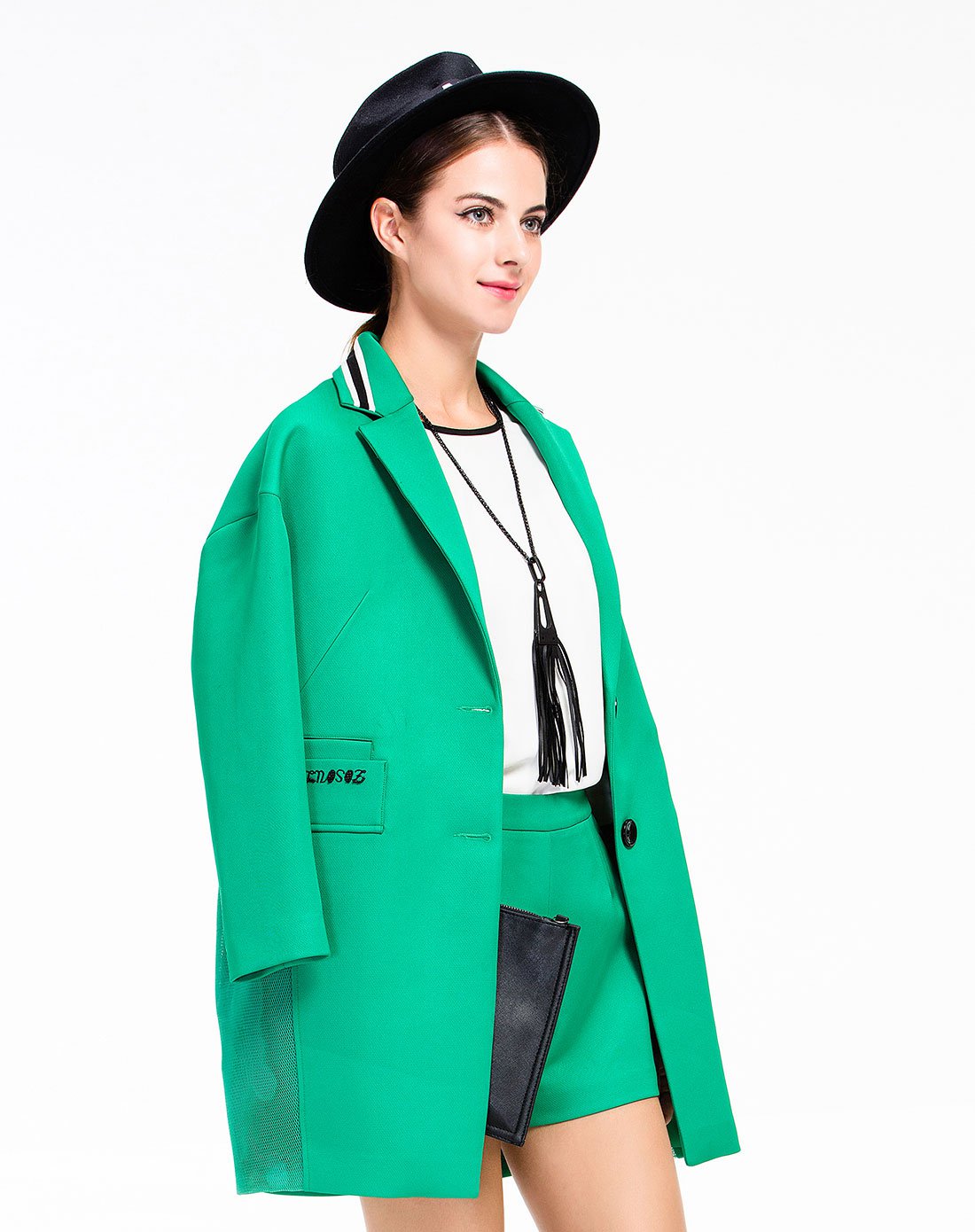 女款简约百搭时尚外套香草绿